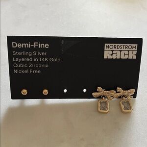 Nordstrom Rack Two Pairs Demi-Fine 14K Gold Layered